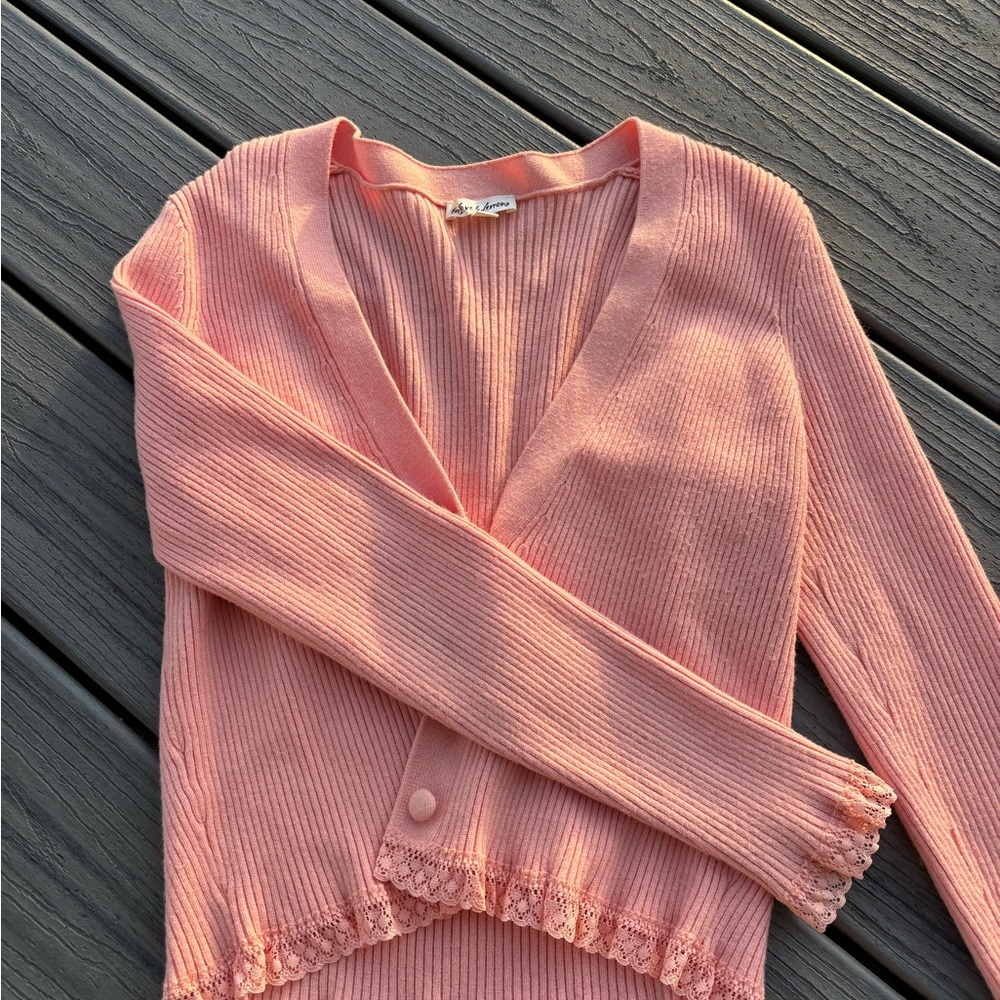 Pink V-Neck Women's Sweater